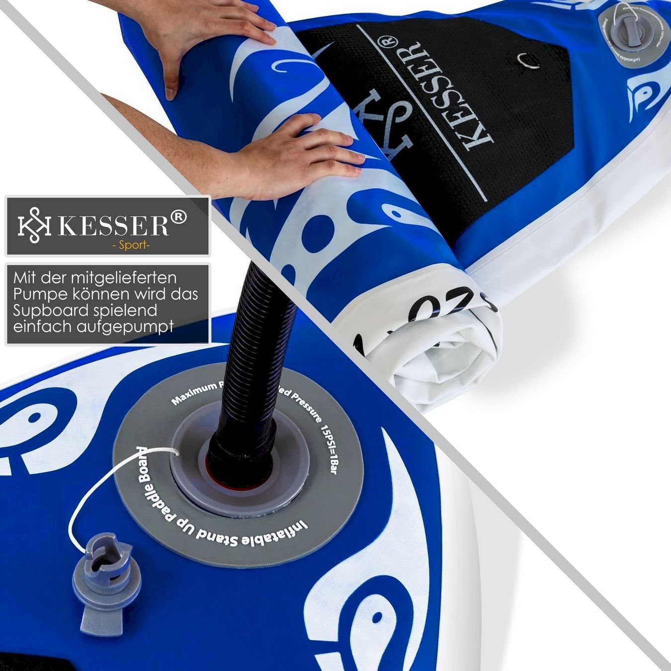 Surf: KESSER Aqua SUP Board Set 320cm blau – Nuovo e nell'imballaggio originale da Bottighofen venduto da zaap 5