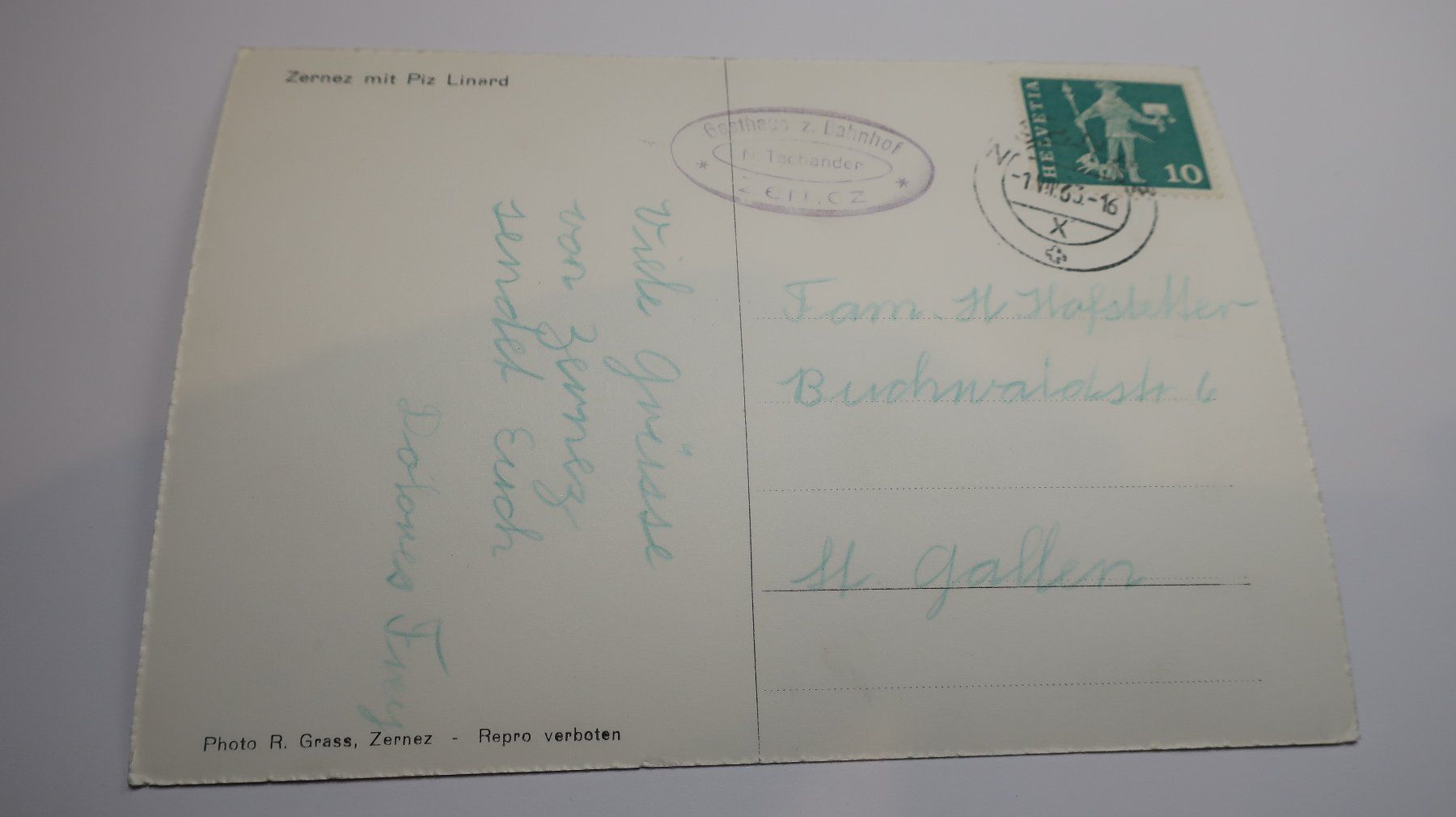 Cartoline postali: Zernez mit Piz Linard 1963 – Usato da Cormoret venduto da Pascalll2001 3