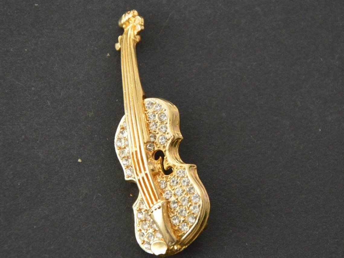 Broschen & Nadeln: Strass Brosche Geige Gold/uni – Neu (gemäss Beschreibung) aus Luzern von Jarunka44 1