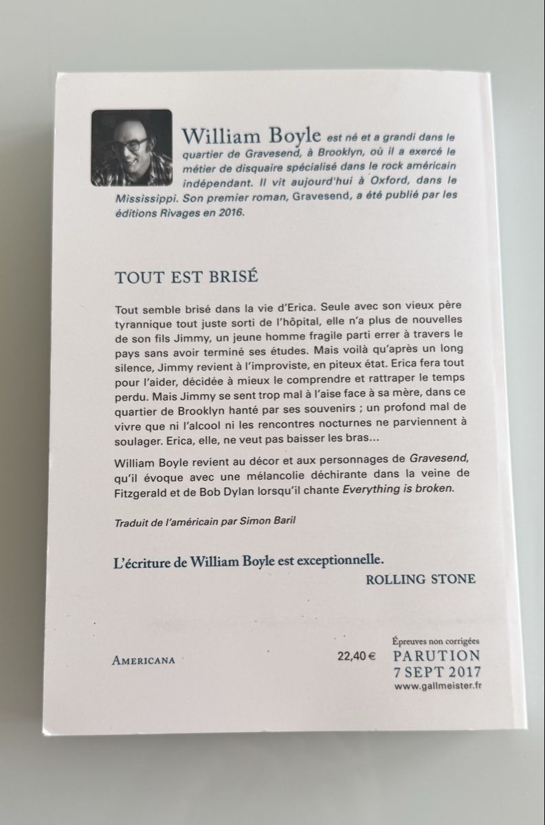 Libri: Tout est brisé - William Boyle – Usato da Neuchâtel venduto da Elipshop 1