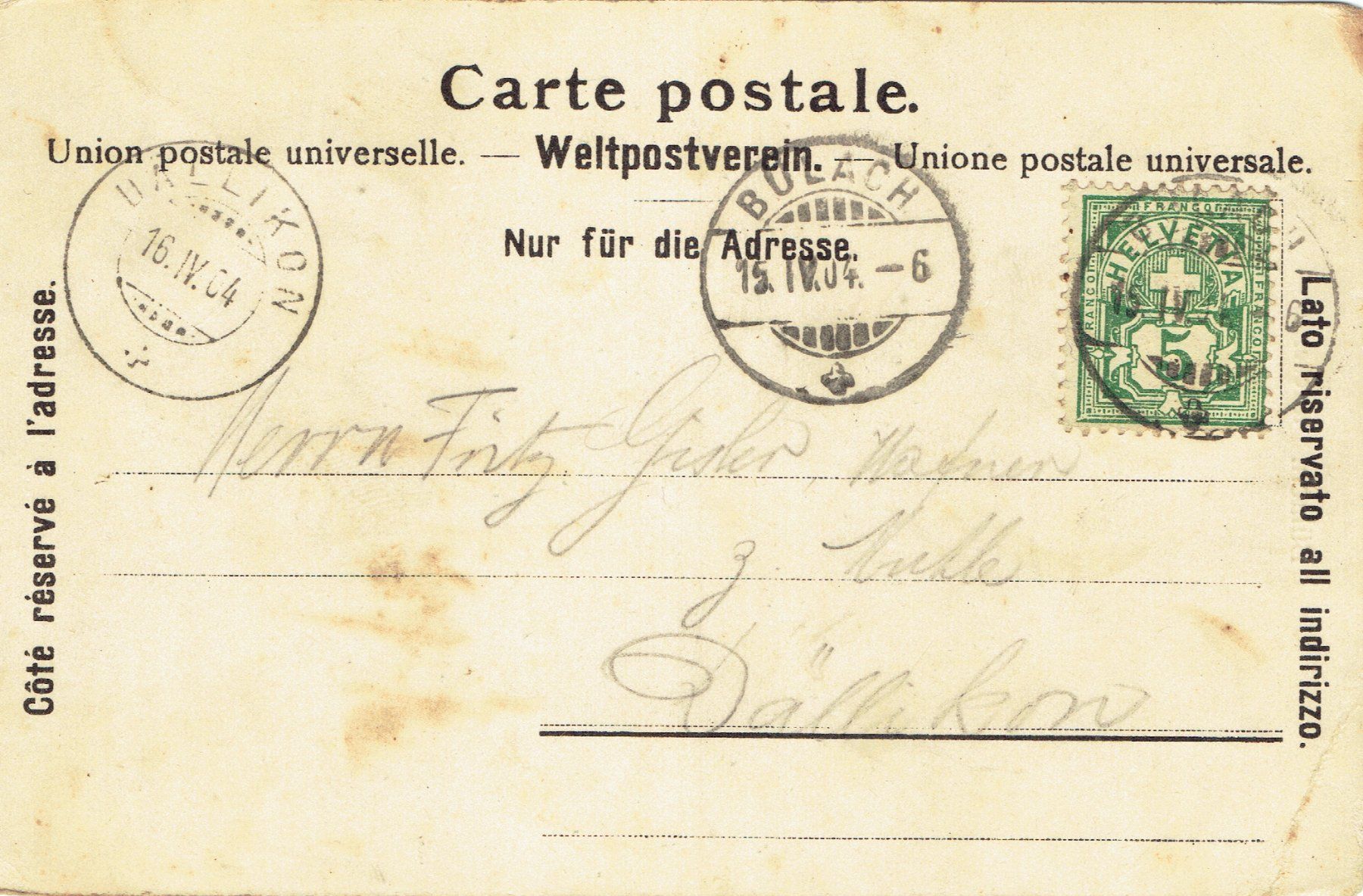 Ansichtskarten: Bülach ZH, um 1900 – Gebraucht aus Otelfingen von Schmitte9 1