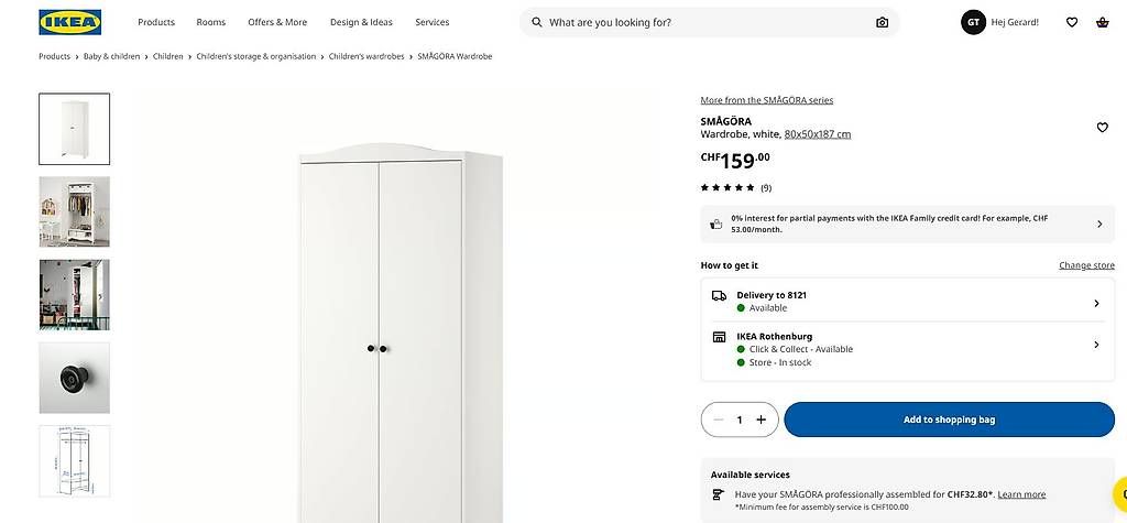 Armadi: IKEA wardrobe for kids – Usato da Hünenberg See venduto da trenerowski