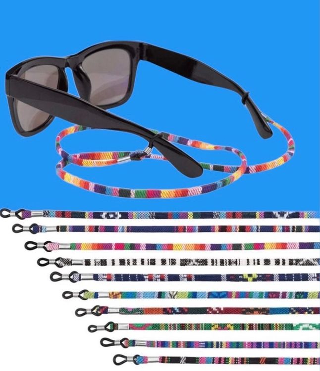 5er Set Boho Brillenbänder Mit Bunten Perlen – Rutschfeste Ösen, Länge 75 Cm