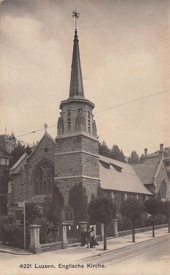 Cartoline postali: Luzern, Englische Kirche, gelaufen 1908 – Usato da Frauenfeld venduto da POML