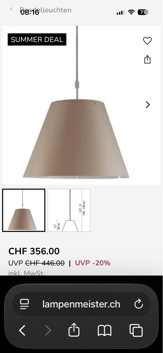 Luceplan Lampes: Luceplan Deckenleuchte Costanza – D'occasion à Basel par goofy2011 1