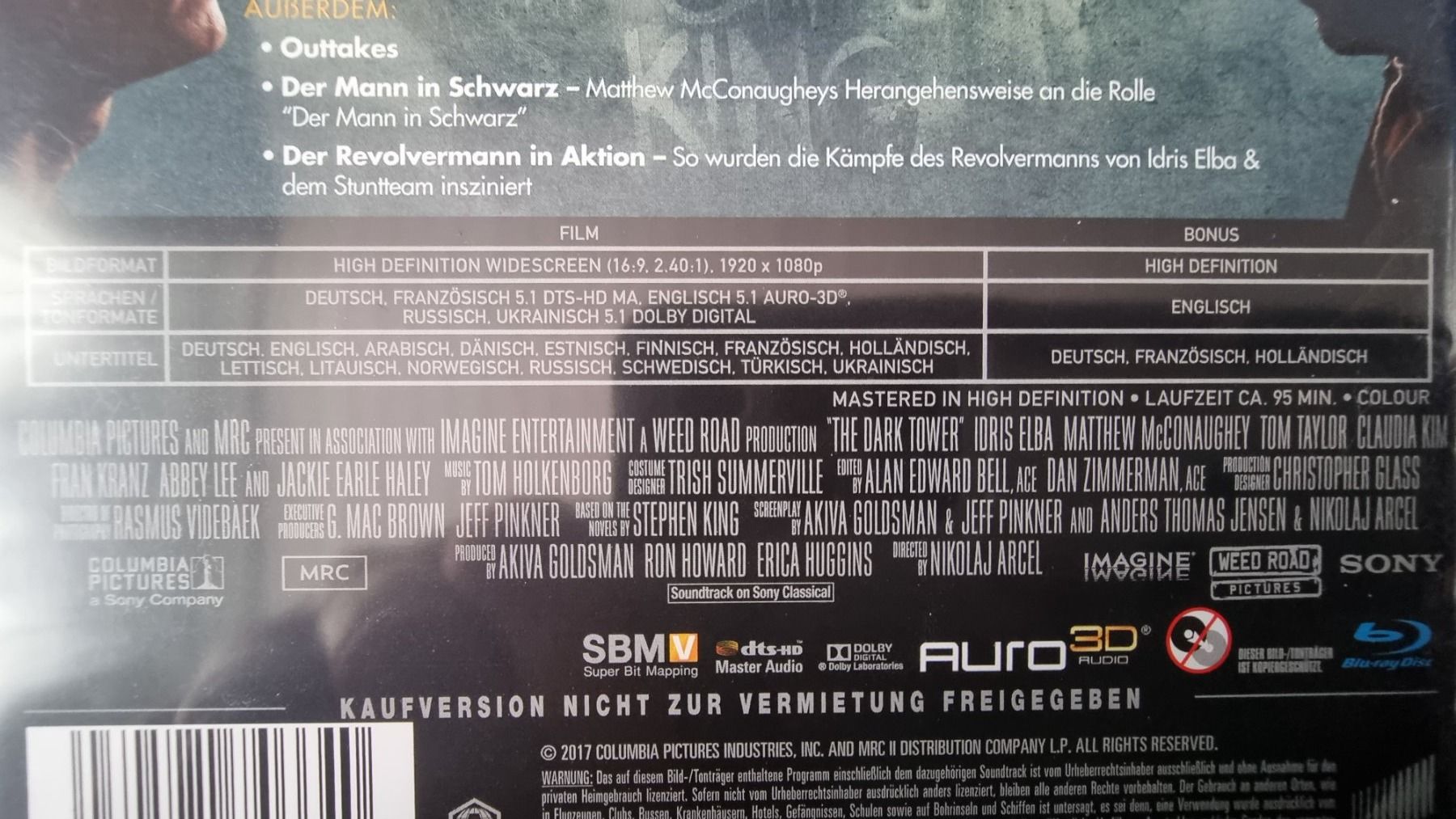 Tutti i DVDs: Blu Ray - Der dunkle Turm - Matthew McConaughey – Usato da Oetwil am See venduto da fineli2 1