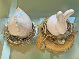 Oster Dekoration / Rosa Hase / Rosa Huhn