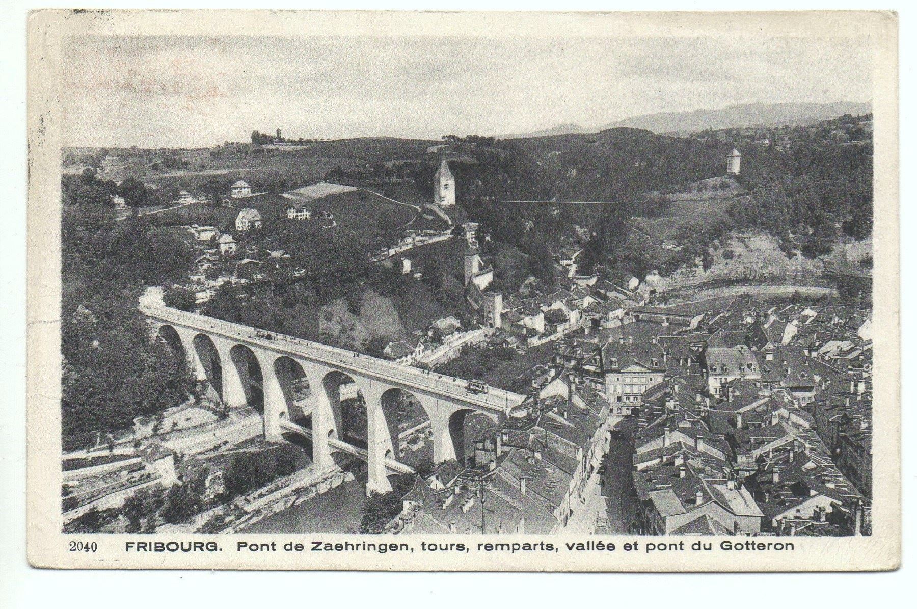 Cartes postales: FRIBOURG Pont de Zaehringen, Tram – D'occasion à Jona par philajona