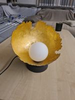 Dekorative Lampe Gold Schwarz Blattoptik Kugel, Dekolampe