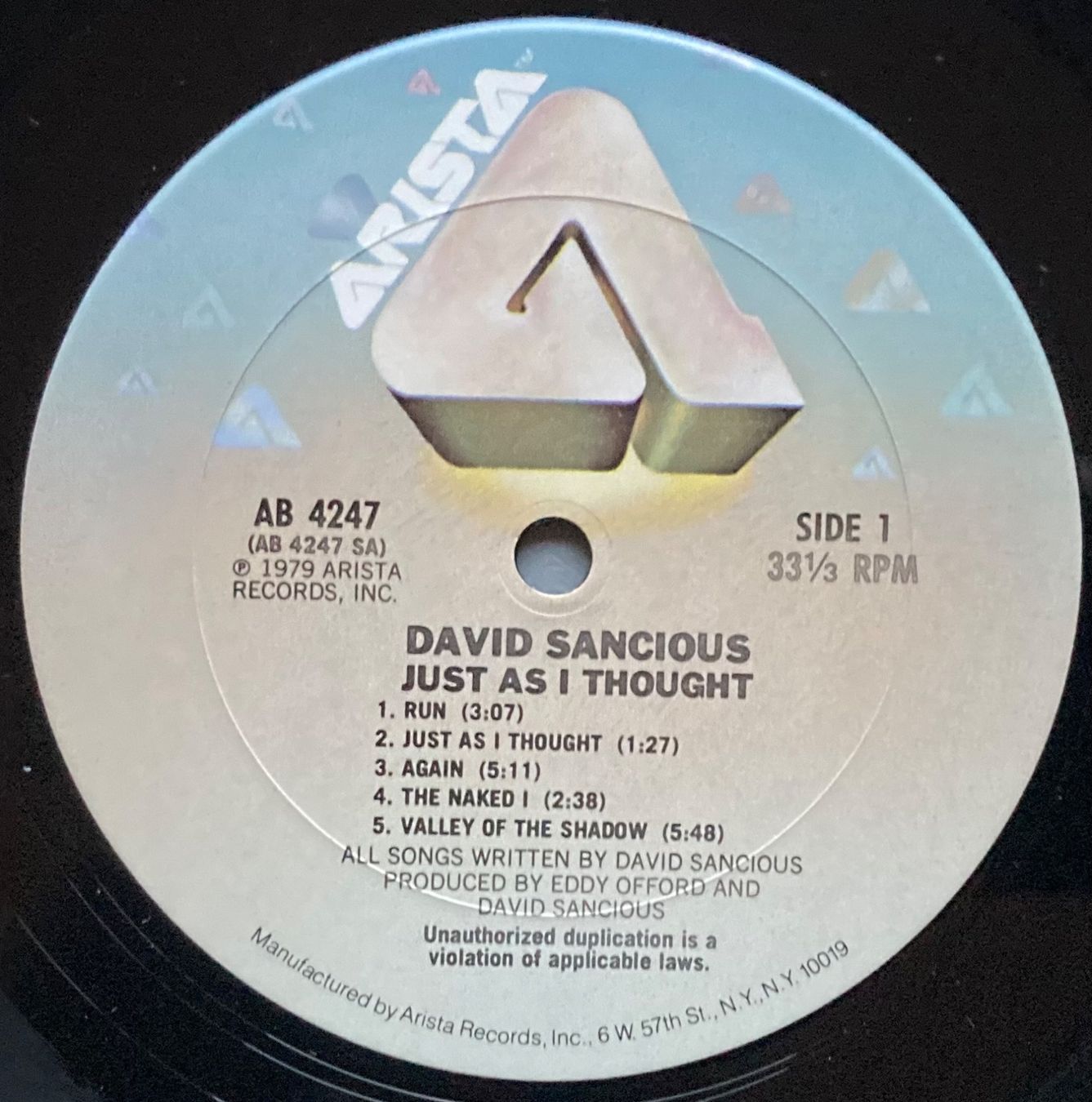 Schallplatten: DAVID SANCIOUS - JUST AS I THOUGHT – Gebraucht aus Poliez-Pittet von Newtown-Records 3