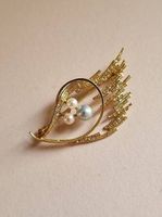 Brosche Gold 333 / 8 Karat mit Perlen