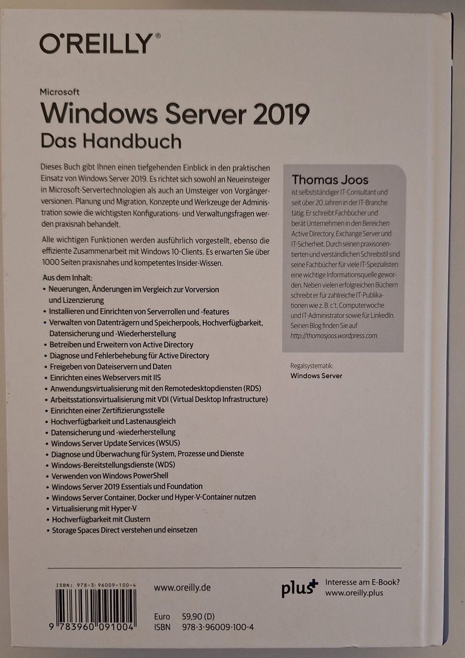 Libri: Windows Server 2019 - Das Handbuch – Usato da Scherzingen venduto da Online-Trader 1