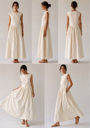 Elegant Cotton Blend Maxi Dress