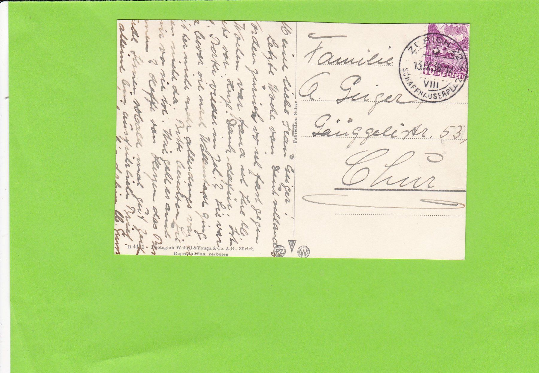 Cartoline postali: Zürich-Schaffhauserplatz-Tram – Usato da St. Peterzell venduto da neckertal 1