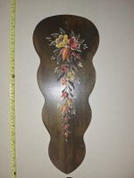 Antike Holz-Zopf-Wanddeko handbemalt Bauernmalerei ca. 60cm