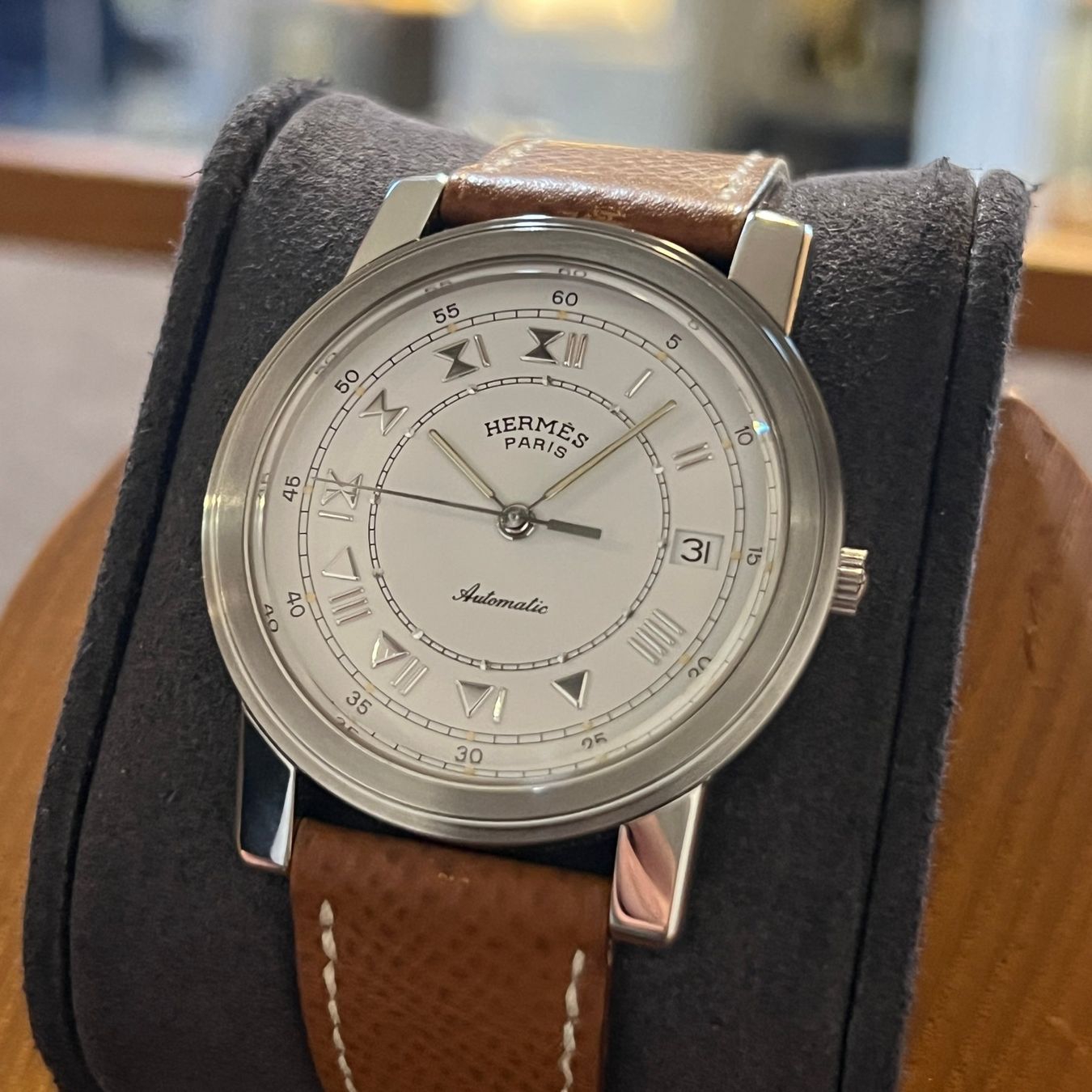 Hermès Montres: Hermès Carrick Automatic 36mm White Dial Full Set – D'occasion à Carouge GE par Watchaser 2