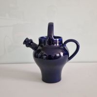 Vintage-Keramikbecher, glasiert, kobaltblau, signier