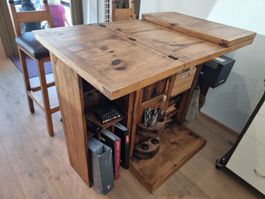 Schreibtisch Bar aus Holz mit Klappfunktion