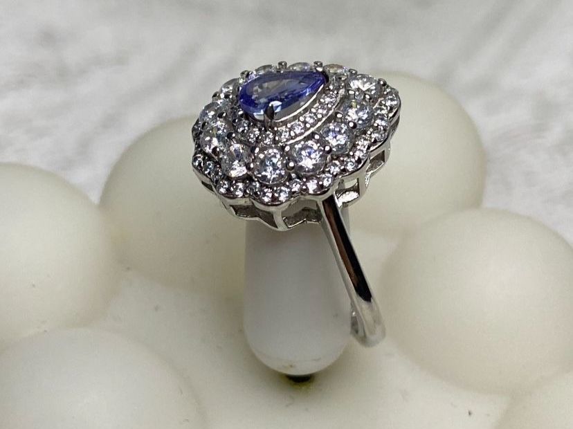 Anelli: Wunderschöner Tansanit Ring mit Diamant Immitaten 925 Silber – Nuovo (secondo la descrizione) da St. Gallen venduto da GIULESGG 4