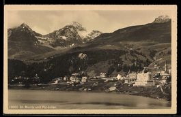 AK St. Moritz, Ortsansicht mit Piz Julier