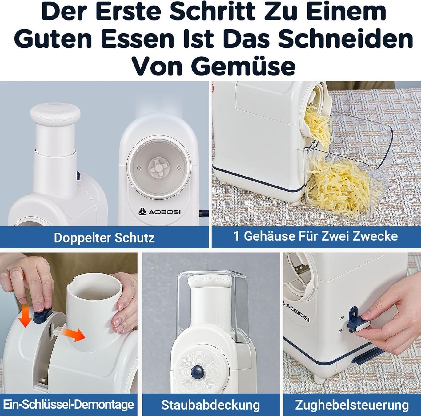 Elettrodomestici da cucina: Elektrischer Gemüseschneider mit Auffangbehälter – Nuovo e nell'imballaggio originale da Herisau venduto da Senn24 7