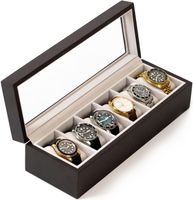 Edle Uhrenbox aus Echtholz für 6 Uhren mit Glasfenster