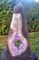 💜✨ Einzigartiger Amethyst-Achat Obelisk funkelnder Druse