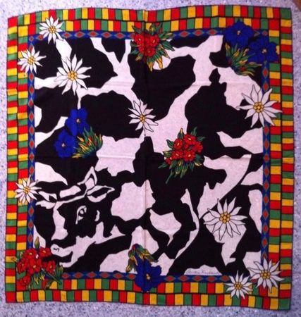 Christian Fischbacher Foulard Kuh Alpenrose Edelweiss Enzian