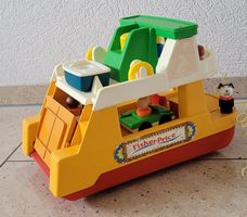 FISHER-PRICE Fähre / Boot mit 2 Autos + Figuren Vintage