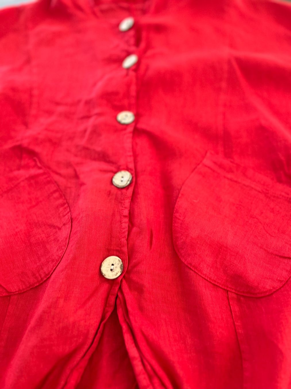 Camicette: Rote Sommer Leinen - Bluse mit Kapuze, Gr. S/M – Usato da Ebmatingen venduto da Mistelu 1