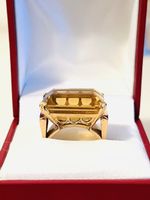 18K 750 Yellow Gold Citrine Cocktail Ring