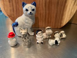 Keramikfiguren Set 6-teilig verschiedene Tiere gebraucht
