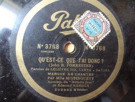 Disque 78 tours Pathé saphir 30cm de Mistinguett No 3768