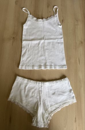 WHITE LACE CAMISOLE AND SHORTS SET