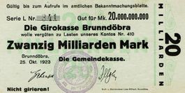 Brunndöbra 20 Mrd.Mark Serie L 25.10.1923 VZ++-UNZ