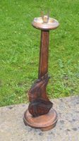 antik Standaschenbecher Holz-Messing SEGELSCHIFF geschnitzt