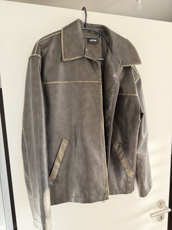 YOURTURN Oversize Kunstlederjacke – Braun im Vintage-Look