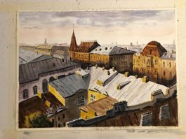 Aquarell-Malerei: "Dächer der Altstadt"