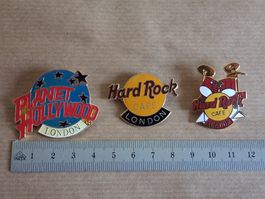 3 Anstecker/Broschen Planet Hollywood Hard Rock Cafe *LONDON