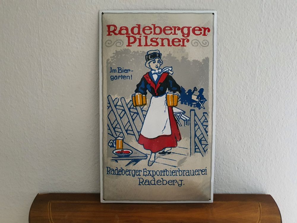 Emailschild Radeberger Pilsner Bier, Emaille Schild Reklame 1