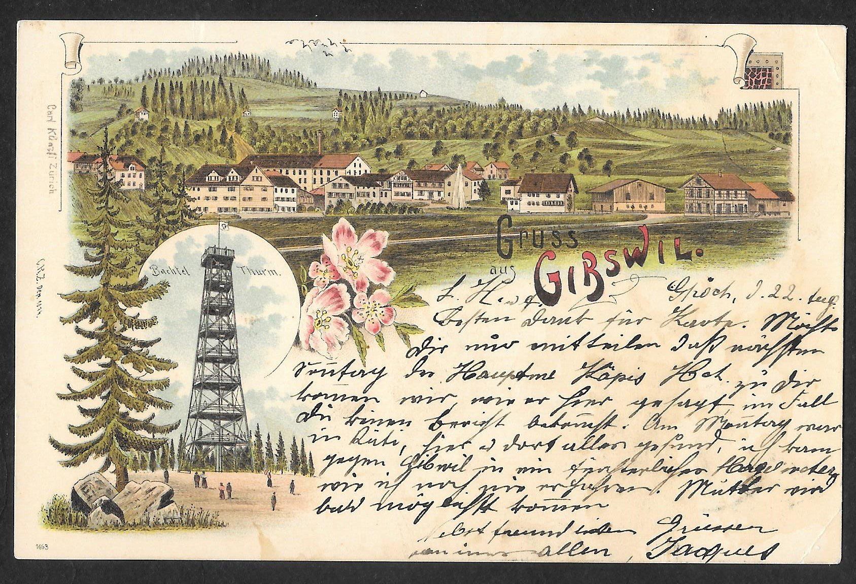 Ansichtskarten: Gibswil farbige Lithografie – Gebraucht aus Olten von clotaldi