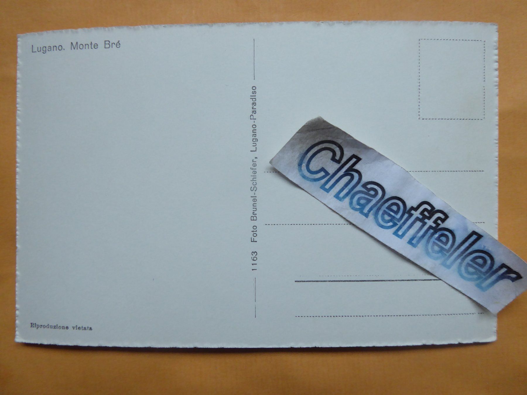 Cartoline postali: Lugano.  Monte Bré – Usato da Zürich venduto da Chaeffeler 1