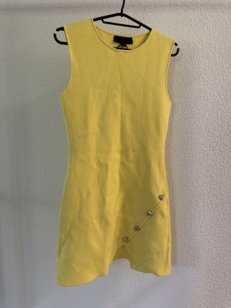 Zara Dress Yellow Sleeveless Size S Button Detail
