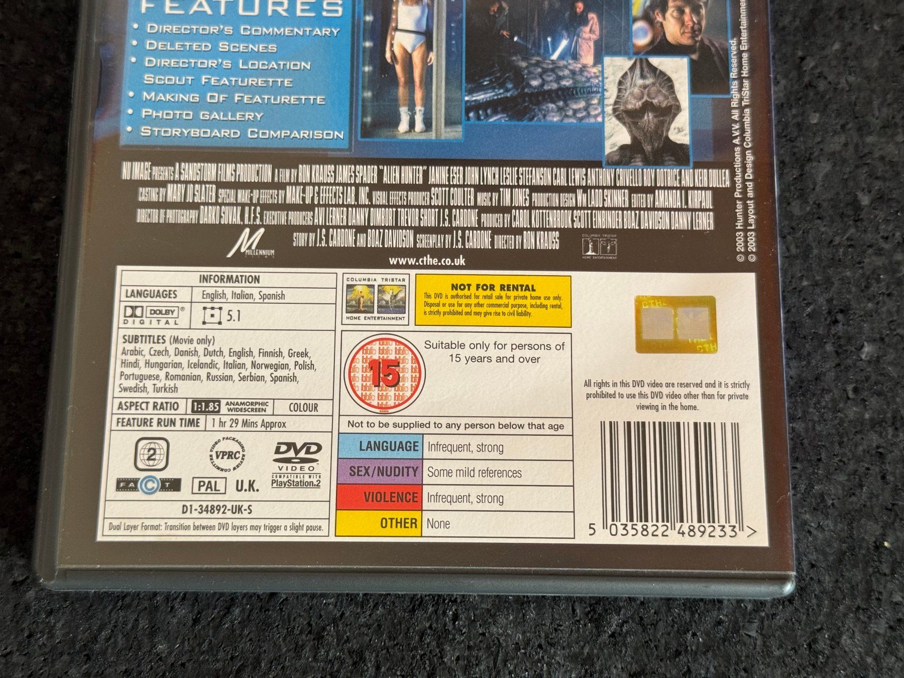 Tutti i DVDs: Alien Hunter DVD EN/IT/SP "There is something out there" – Usato da Fribourg venduto da tschjoly 3