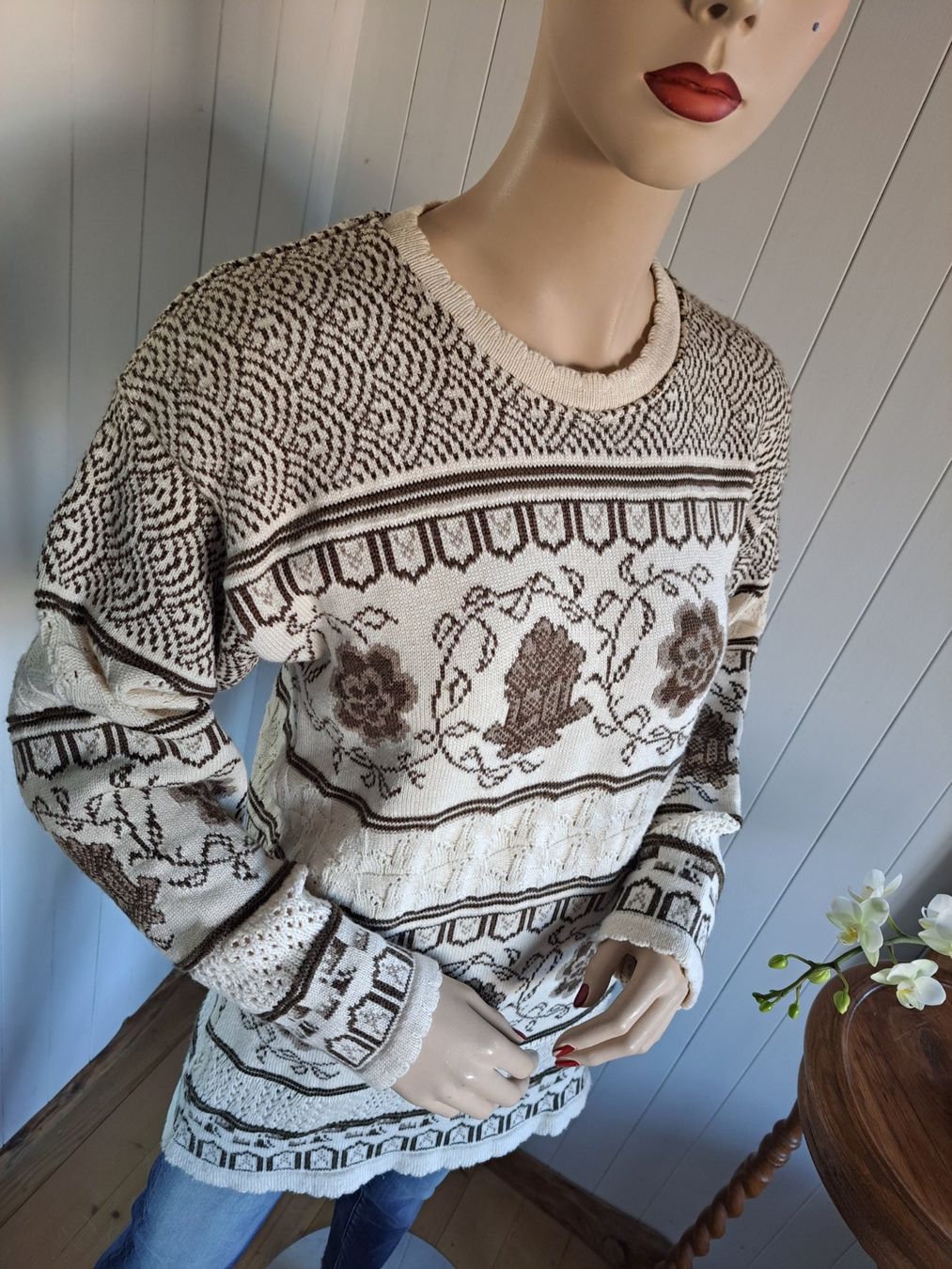 Pullover & Sweatshirts: Longpulli Pullover Pulli Landhaus Kitsch Strickpullover – Gebraucht aus Mollis von Fauchi99