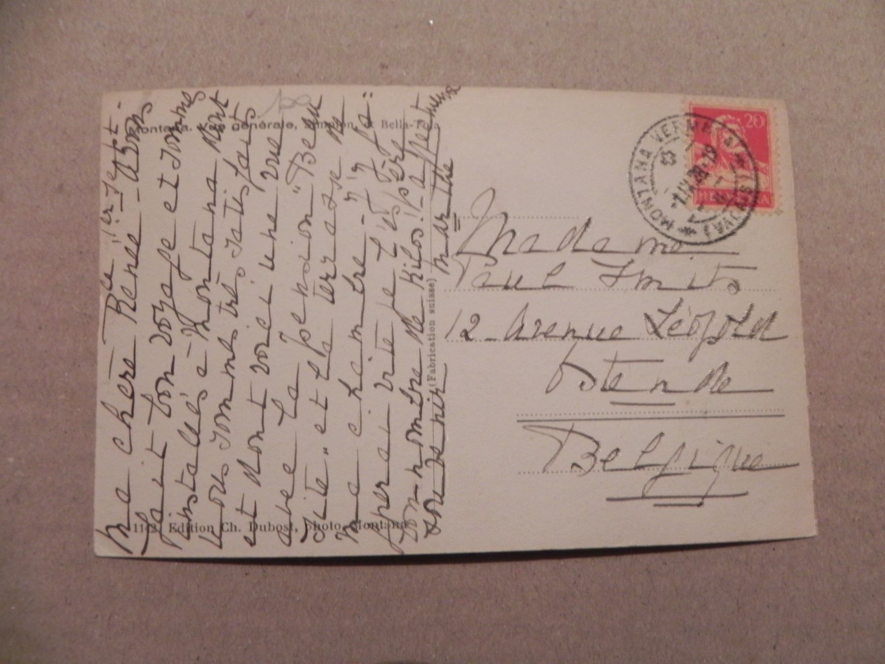 Cartoline postali: Ansichtskarte Montana VS Valais 1928 – Usato da Siebnen venduto da krimsie 1