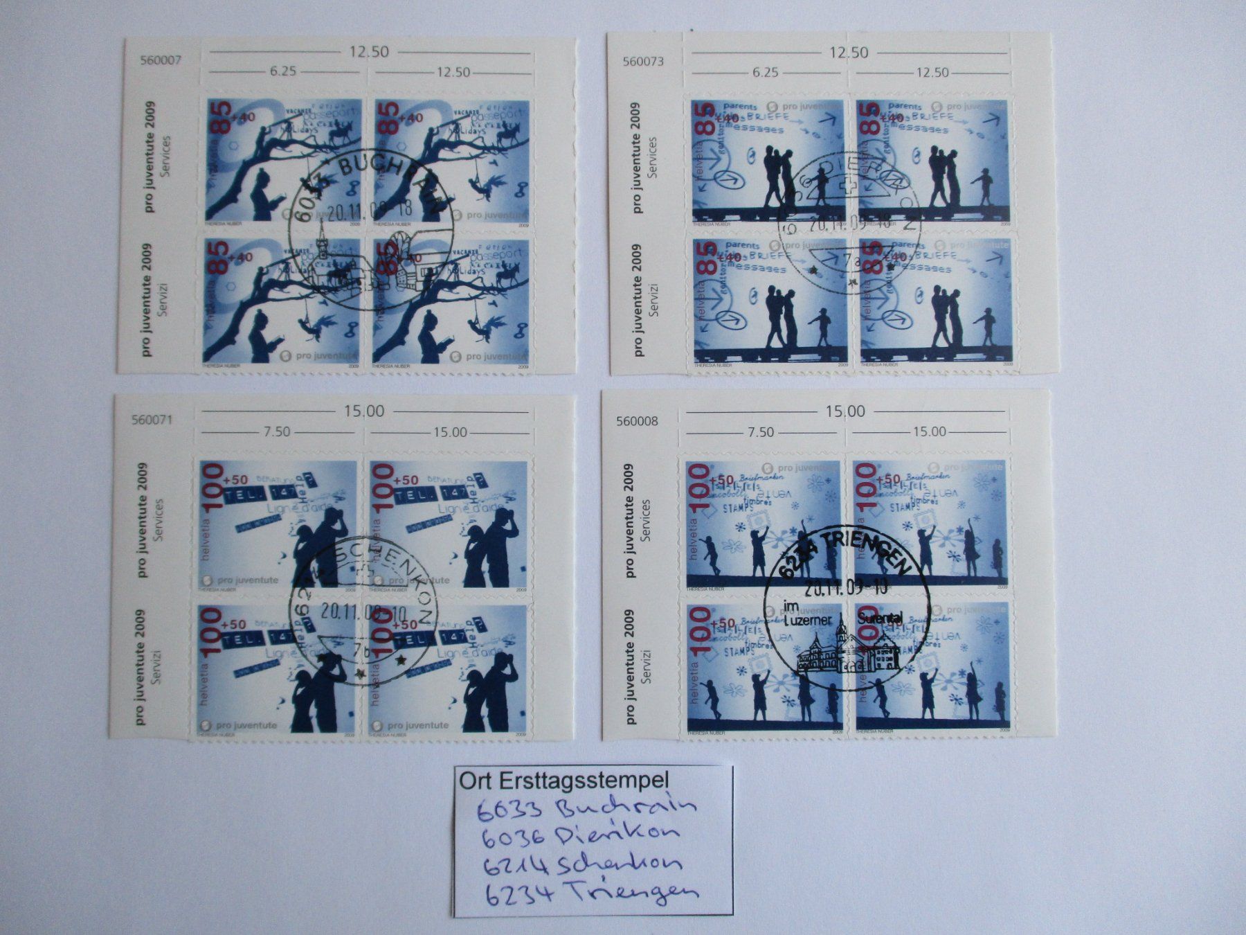 Tutti i francobolli: Viererblock mit Ort Ersttagsstempel 6033 Buchrain + – Usato da Langnau b. Reiden venduto da Aktuell88