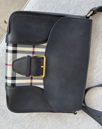 Burberry Bag Nova Check Leather Black Shoulder Bag