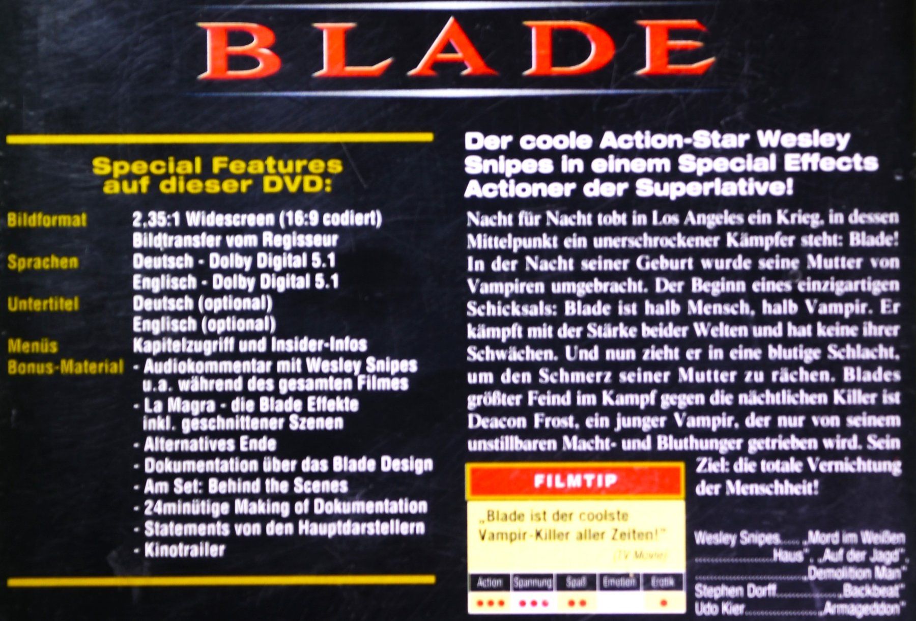 Alle DVDs: BLADE  /  WESLEY SNIPES  /  VAMPIR - KILLER ! – Neu (gemäss Beschreibung) aus Luzern von piro12 2