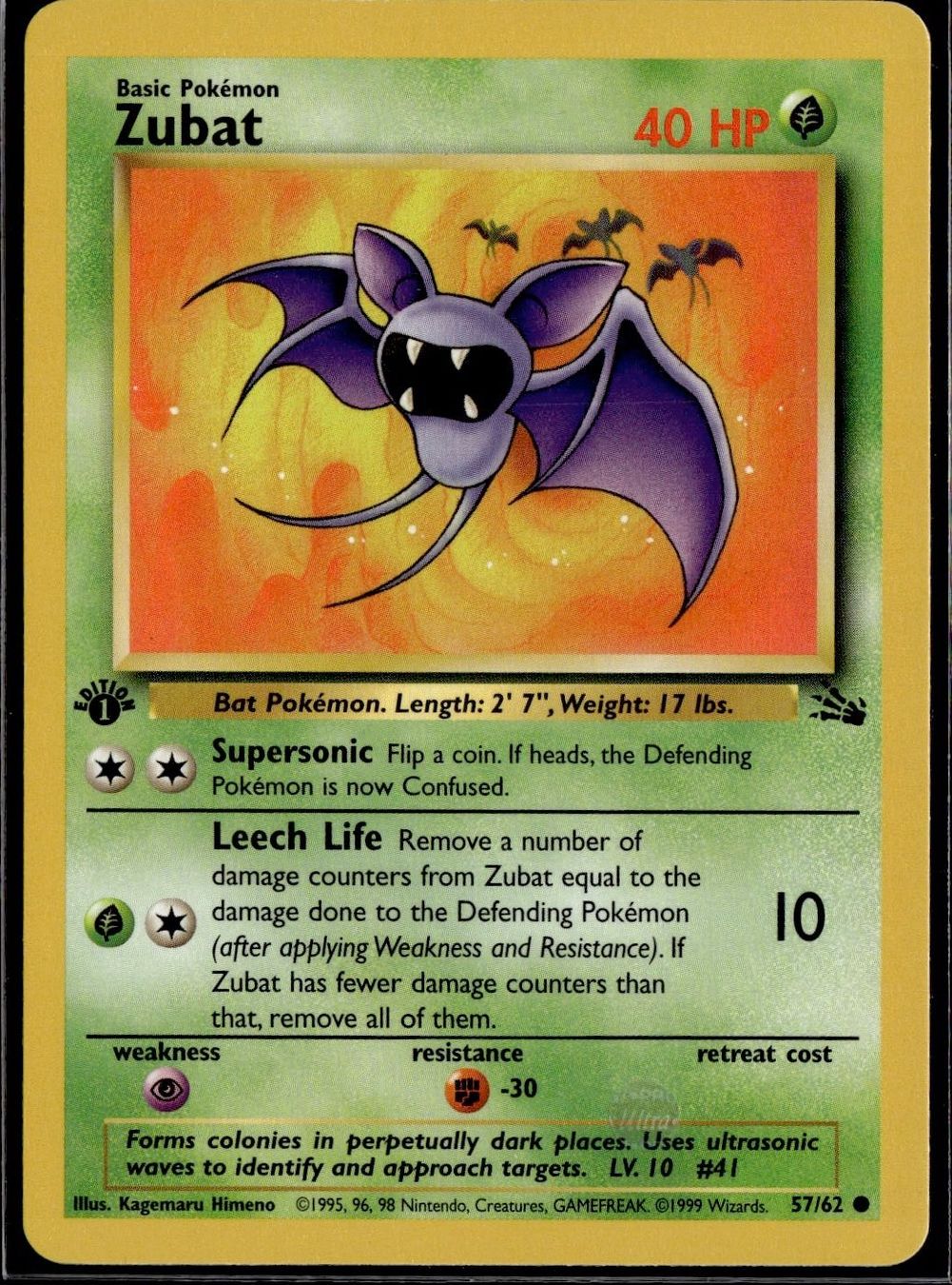 Pokémon Carte collezionabili: Zubat 57/62 Fossil 1st Edition – Usato da Zürich venduto da pokemon_cards